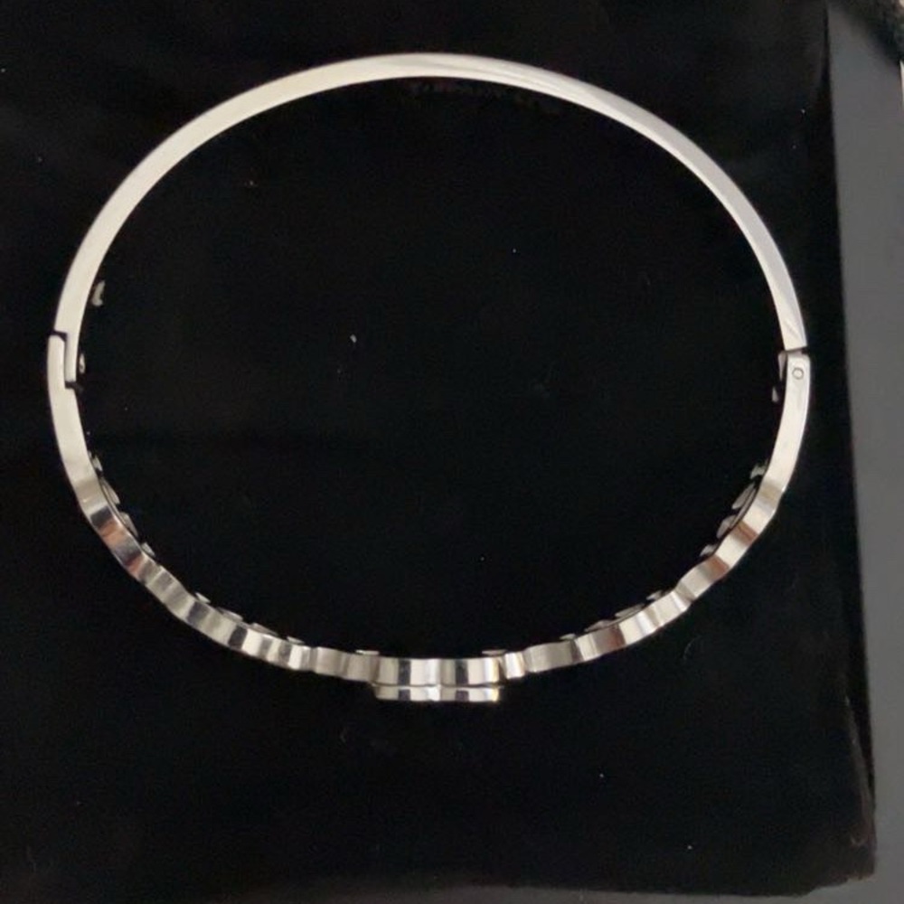 Tiffany & Co silver heart bracelet bangle with pink tones, stamped. - Picture 6 of 7